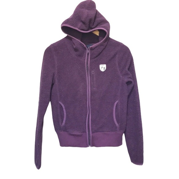 AMERICAN Eagle purple sherpa cropped zip up sweater hoodie size Small - Picture 1 of 10